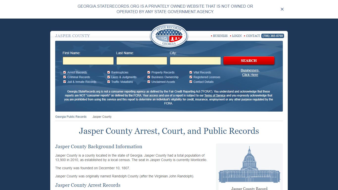 Jasper County Arrest, Court, and Public Records