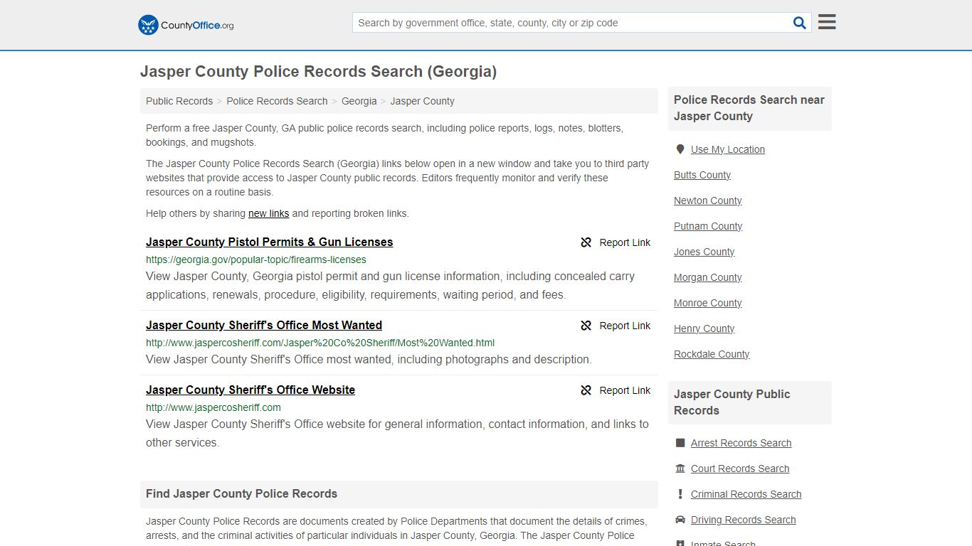 Jasper County Police Records Search (Georgia) - County Office
